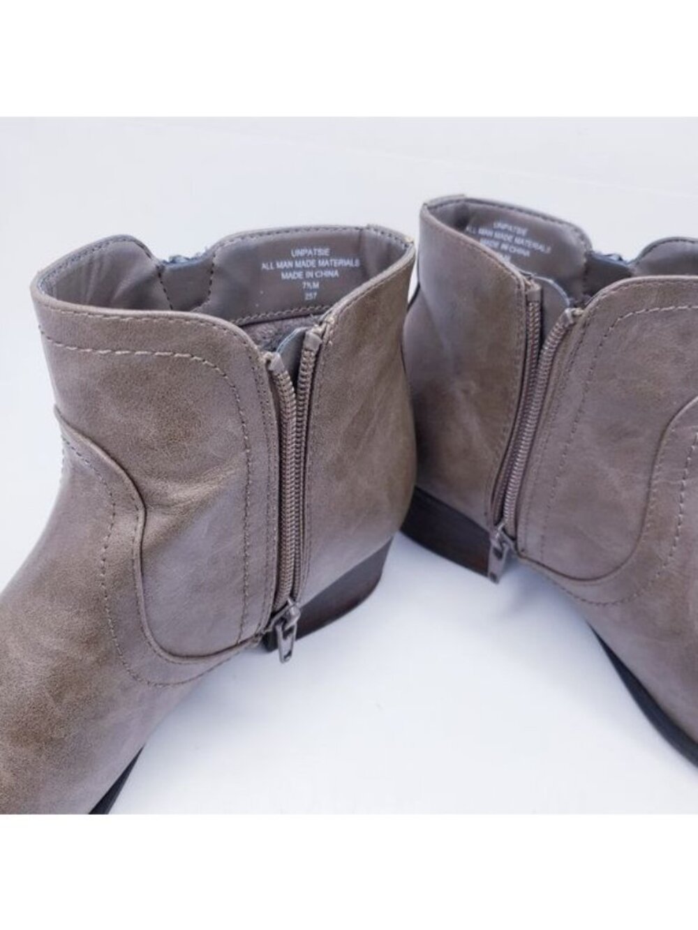 Unisa Unpatsie Brown Faux Leather Zip Up Ankle Booties Women's Size 7.5 - Picture 11 of 13